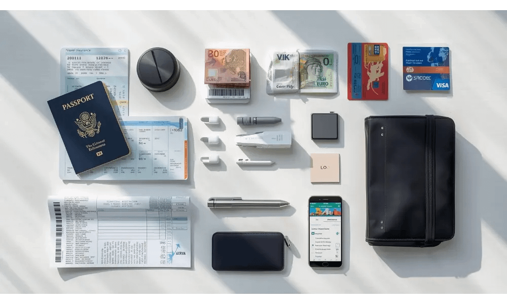 Europe packing list-picture of travel essentials that everyone needs when traveling to Europe